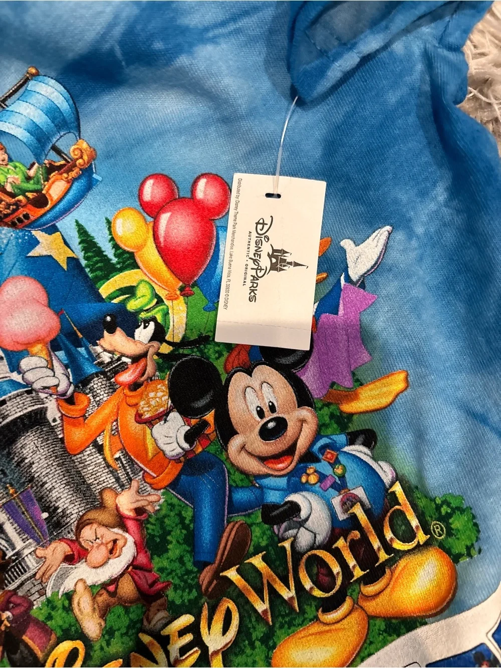 NWT Disney Parks Youth XS Blue Tie Dye T-Shirt Monorail Mickey Castle Kids